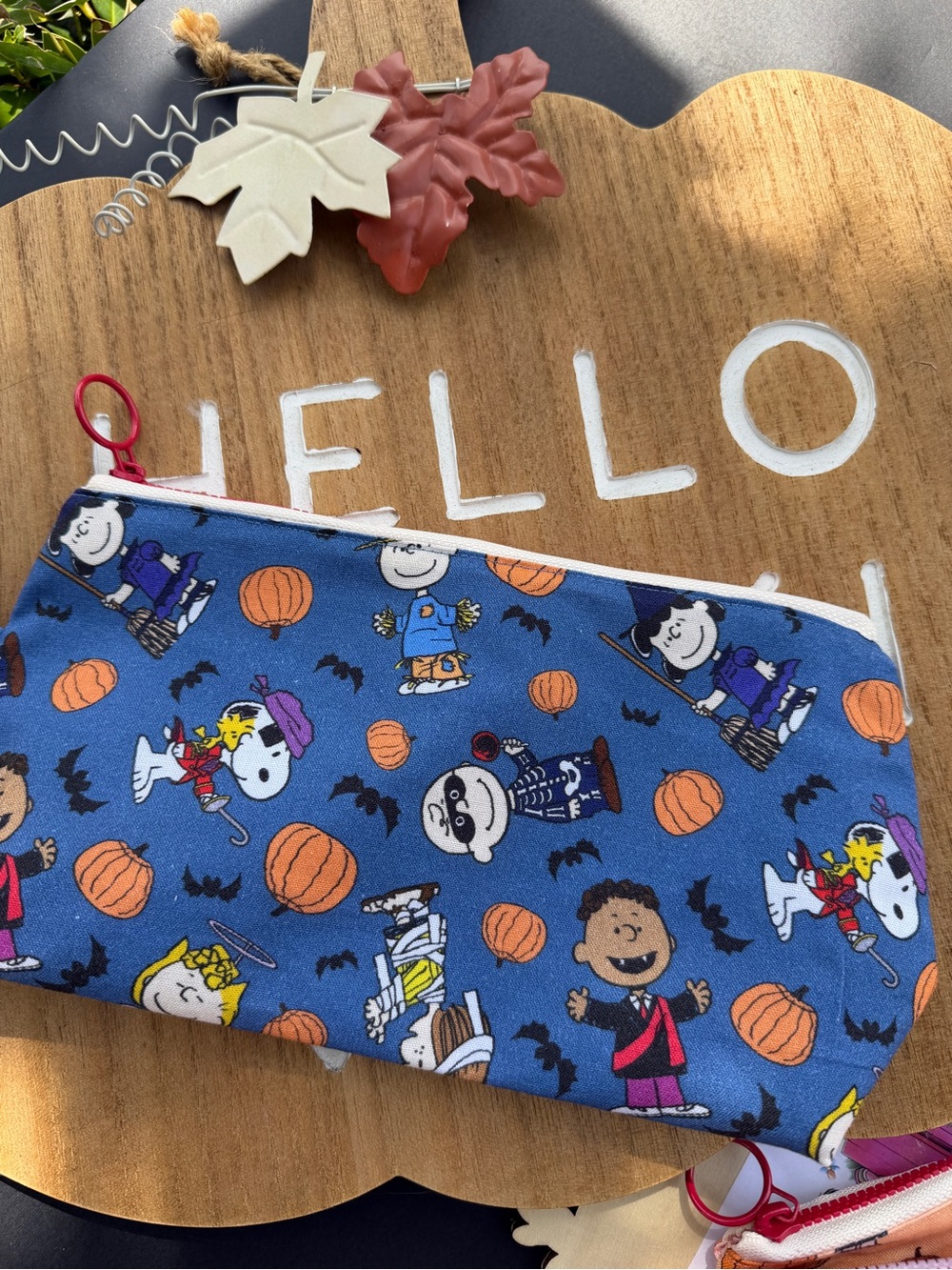 Cute Fall Zipper Pouch Cotton Pencil Case Travel Organizer Storage Bag